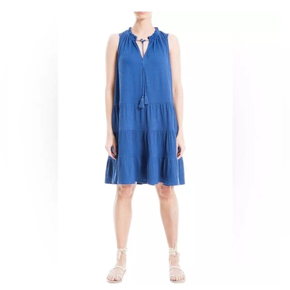 Maxxstudio Dresses & Skirts - Maxxstudio Blue Sleeveless Boho Tiered Dress – Size XL